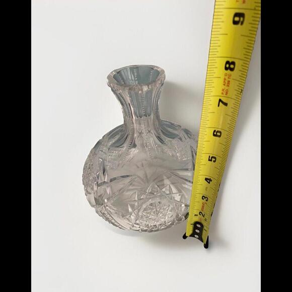 Vintage Crystal Carafe Vintage Vase Diamond Zipper Cut Decanter Clear - Picture 4 of 11
